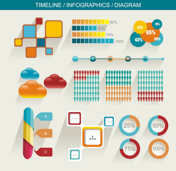 Business Design Template Set elements of infographics, timeline, diagram, web design.  - Vector, imagen
