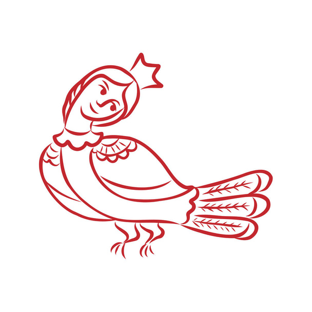 Сирин - иллюстрация мифологической полуптицы, поющей песни рая, приносящей людям счастье. векторная иллюстрация сиринской птицы - Вектор,изображение