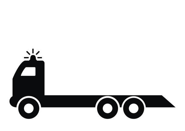 грузовик с прицепом, буксировка, черный векторный значок - Вектор,изображение
