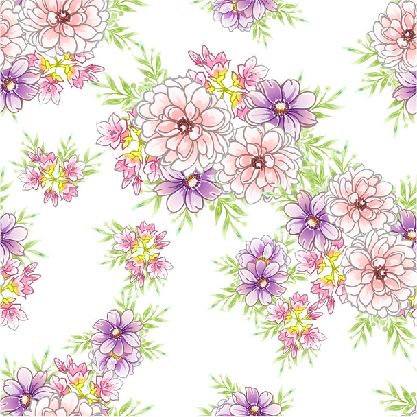 Abstract seamless vector pattern background with flowers - Wektor, obraz