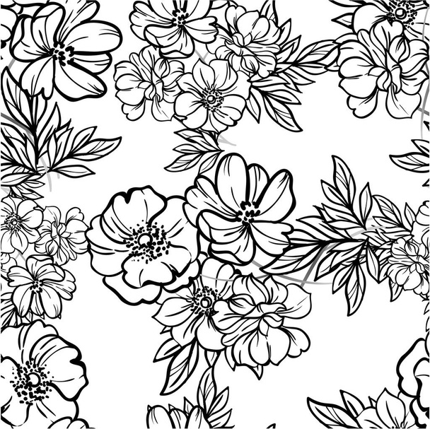 Abstract seamless vector pattern background with flowers - Vektör, Görsel