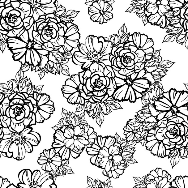 Abstract seamless vector pattern background with flowers - Вектор,изображение