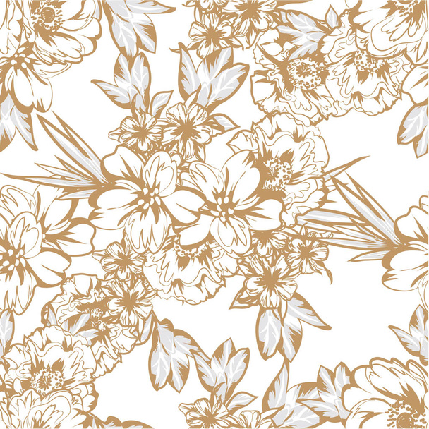 Abstract seamless vector pattern background with flowers - Vector, Imagen