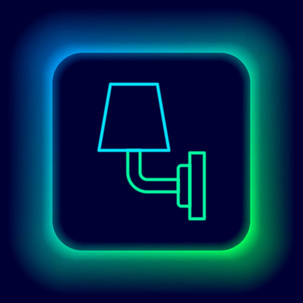 Parlak neon çizgili lamba ya da siyah arkaplanda izole edilmiş lamba simgesi. Duvar lambası ışığı. Renkli taslak konsepti. Vektör - Vektör, Görsel