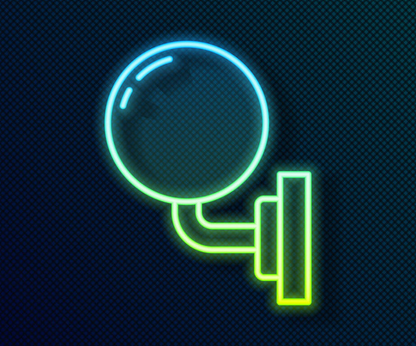 Leuchtende Neon-Linie Wandlampe oder Wandleuchte Symbol isoliert auf schwarzem Hintergrund. Wandlampe Licht. Vektor - Vektor, Bild