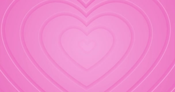 Los corazones rosados se mueven desde el centro. Fondo animado en bucle sin costura 4k. Feliz día de San Valentín concepto. Romántico túnel 3d mínimo. Animación para eventos, historias de amor, caja de texto, marco de regalo en blanco - Metraje, vídeo