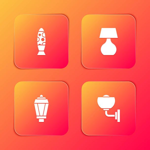 Set Floor lamp, Table, Garden light and Wall sconce icon. Vector - Vector, Image