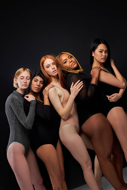 attractive models, interracial friendship and good relationships, bodypositive - Photo, Image