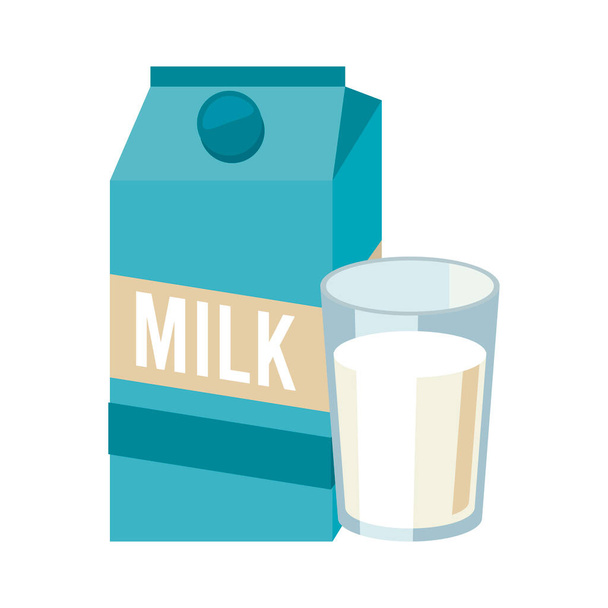 κουτί γάλακτος και εικονίδιο ποτού από γυαλί - Διάνυσμα, εικόνα