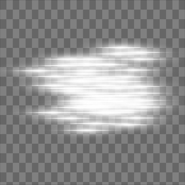 Λευκό λαμπερό φως εκρήγνυται σε ένα διαφανές φόντο. Λαμπερά μαγικά σωματίδια σκόνης. Λαμπρό αστέρι. Διαφανής λαμπερός ήλιος, φωτεινή λάμψη. Ο διάνυσμα λάμπει. Για να κεντράρετε μια φωτεινή λάμψη - Διάνυσμα, εικόνα