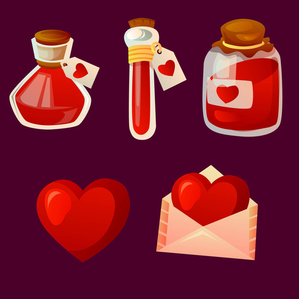 love potion valentine item set - Вектор,изображение