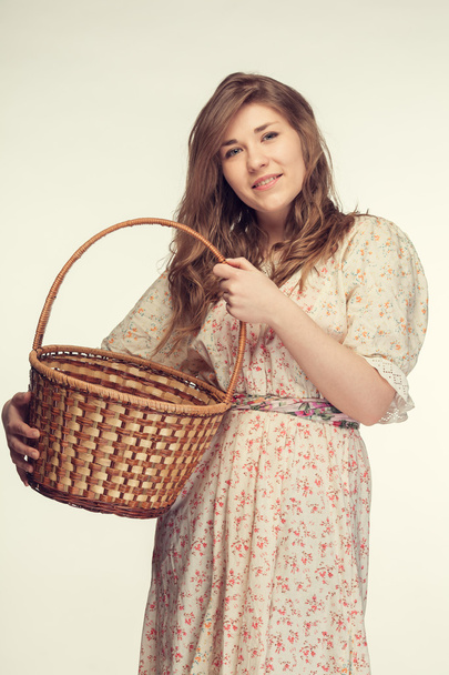 Beautiful girl with basket - Zdjęcie, obraz