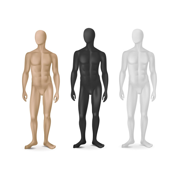 Vector Set of Three Male Mannequins - Vector, Image