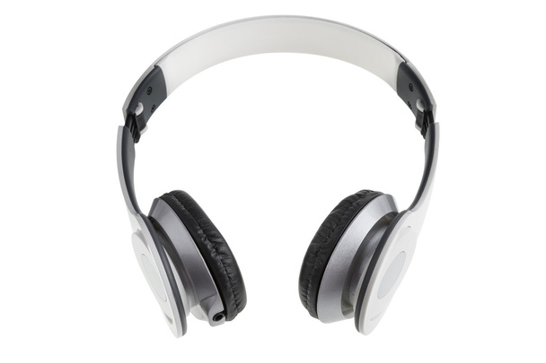 λευκό ακουστικά με μαύρο υλικό παραγεμίσματος - Φωτογραφία, εικόνα