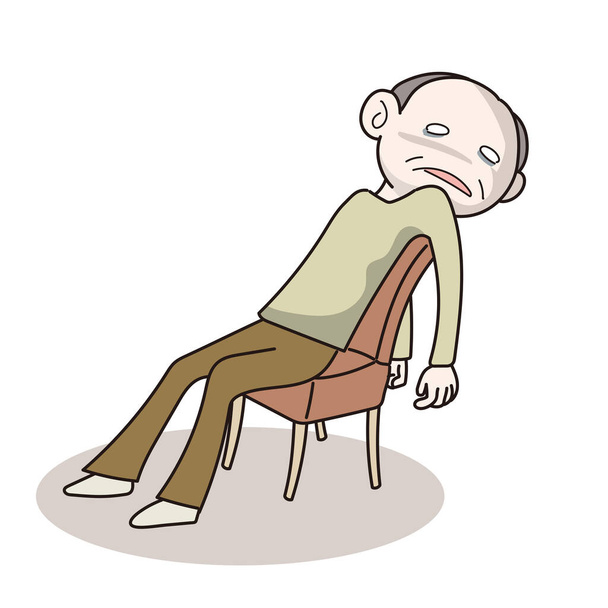 Stresszes ember ül a széken - vektor kép - Vektor, kép