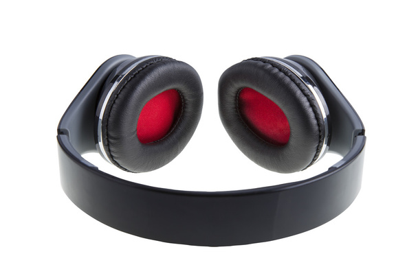 Black earphones with black and red padding - Photo, Image