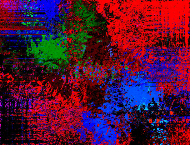 Fondo abstracto en rojo, verde y azul, con un ritmo espectacular e inserciones. Imagen surrealista en un estilo moderno. Para sus fondos de pantalla, proyectos de arte y obras - Foto, imagen