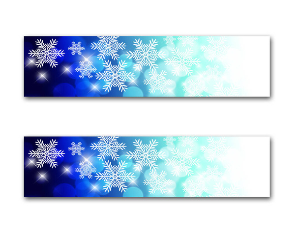  Blue christmas banner with snowflakes, bokeh and sparkles - Фото, изображение