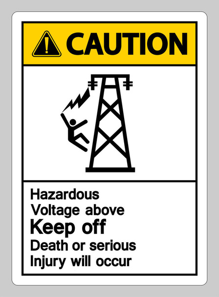 注意死を避ける上での危険電圧または重大な傷害がシンボルサインを発生します - ベクター画像
