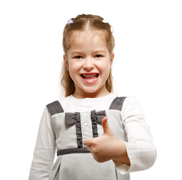 Маленька дівчинка показує знак " Гаразд"
 - Фото, зображення