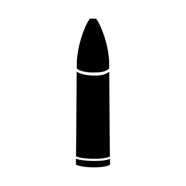 Kogelpictogram. Zwart silhouet van munitie. Vectorsymbool geïsoleerd op witte achtergrond. - Vector, afbeelding