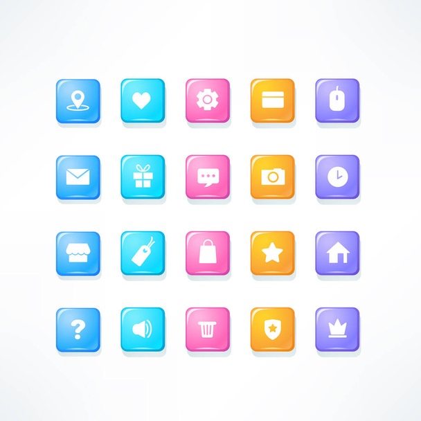 glossy icons set for your mobile app or game - Vektor, kép