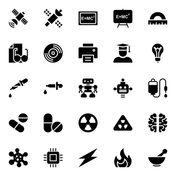 Iconos de glifos para la ciencia. - Vector, Imagen