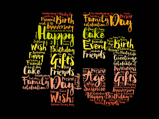 Happy 45th birthday word cloud, holiday concept background - Photo, Image