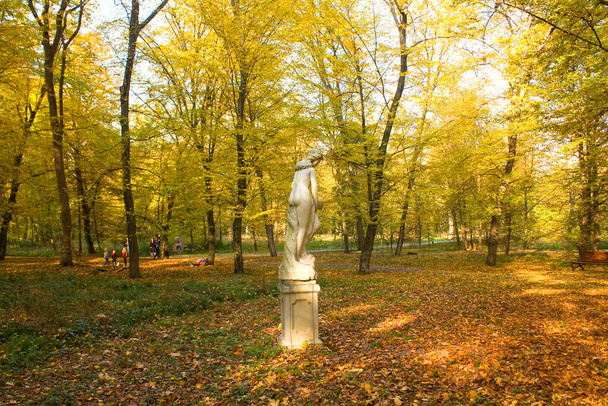 Hermosa estatua de mujer joven en el parque en Bucha, Ucrania - Foto, Imagen