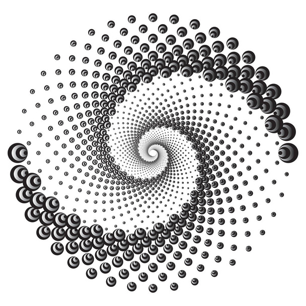 Patrón o textura espiral vectorial semitono punteado. Stipple Dot fondos con elipses - Vector, Imagen