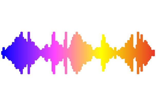 silhueta leitor de música de pulso no fundo branco. Logotipo de onda colorido de áudio. Jpeg arco-íris equalizador elemento ilustração - Foto, Imagem