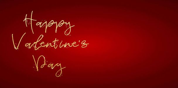 Joyeuse Saint Valentin. Texte avec des lettres à paillettes dorées sur fond rouge avec espace de copie. Félicitations pour le 14 février. - Photo, image