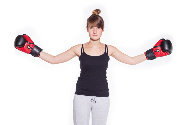 Fitness woman with boxing gloves - Foto, imagen