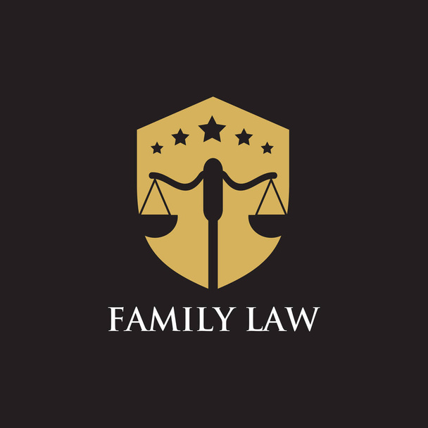 Family law logo design with emblem design template - Vector, Image