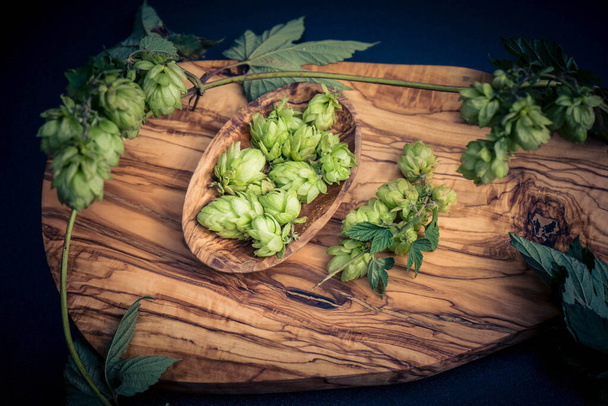 Verse groene hop als bestanddeel voor het brouwen van bier - Foto, afbeelding