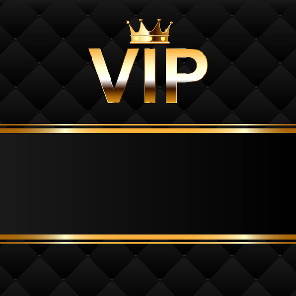 gold vector vip icon and crown with gems. vector illustration on black background. - Vector, Image