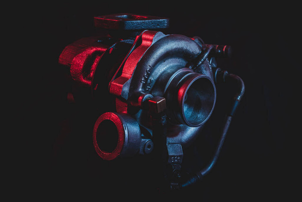 Turbocharger Of Red Engine Stock Photo - Download Image Now