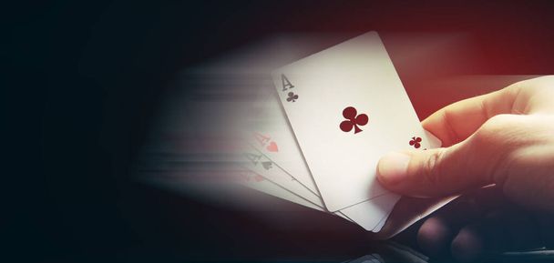 Winning poker hand of four aces playing cards - Foto, immagini