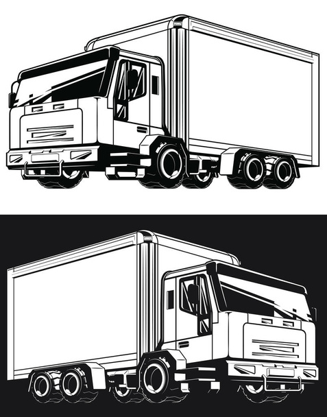 Caja de carga logística de camión de entrega de silueta - Vector, Imagen
