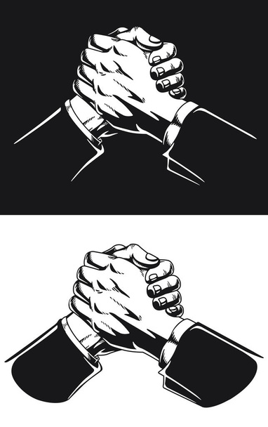 Silhouet Teamwork Succes Soul Hand Shake - Vector, afbeelding