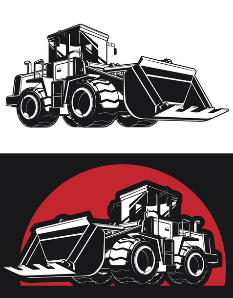 Silhueta Bulldozer Earthmover Construção Máquinas pesadas - Vetor, Imagem