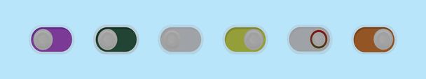 conjunto de encendido desactivar botón de dibujos animados plantilla de diseño icono con varios modelos. ilustración vectorial moderna aislada sobre fondo azul - Vector, imagen