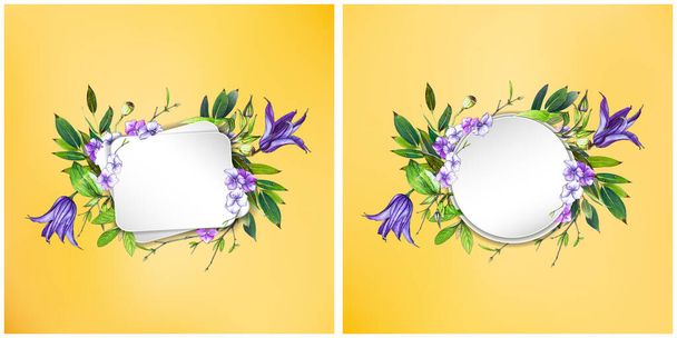 Set de marcos florales. Flor Clematis. Boda invit - Foto, imagen