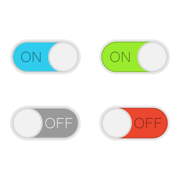 Set of toggle switch buttons. On and off. Template design for mobile and web applications. Vector illustration - Vector, Image