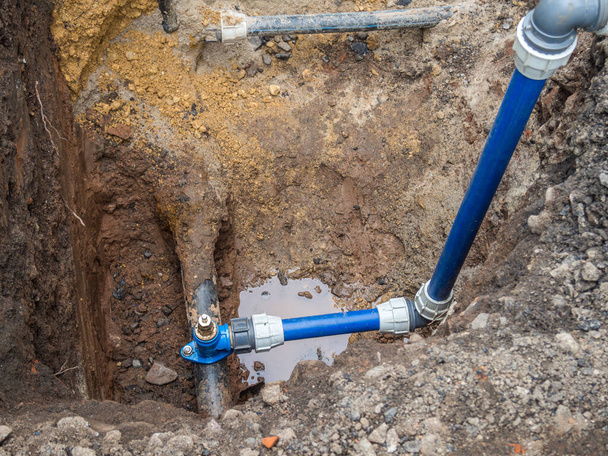 Site de construction d'un nouveau tuyau d'eau - Photo, image