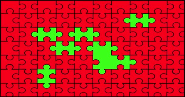 A green screen jigsaw with pieces being moved to reveal the green - Footage, Video