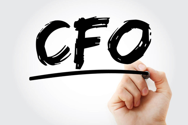 CFO - Γενικός Οικονομικός Διευθυντής ακρωνύμιο με δείκτη, επιχειρηματικό υπόβαθρο έννοια - Φωτογραφία, εικόνα