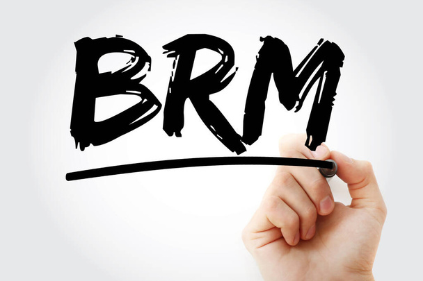 BRM -ビジネスリファレンスモデルの頭字語とマーカー、コンセプトの背景 - 写真・画像