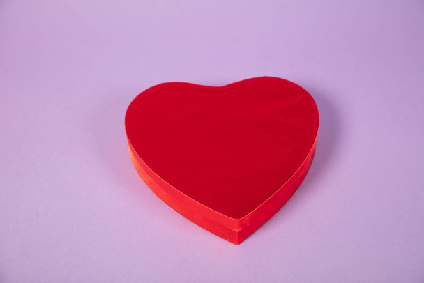  heart-shaped box, perfect for packing a gift, close up, top view - Foto, imagen