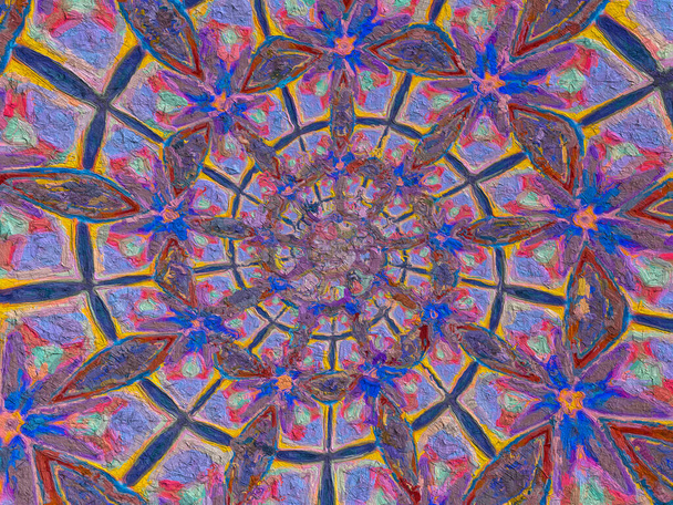 psichedelico Mandala stile sfondo astratto con carta ruvida texture illustrazione - Foto, immagini